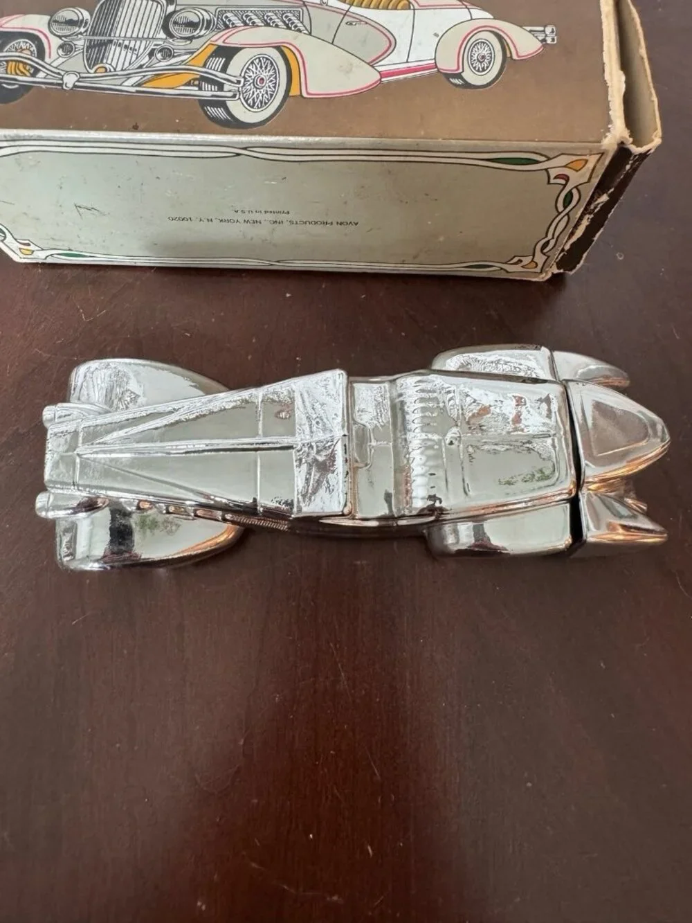 Vintage Avon Silver Duesenberg Oland Aftershave Bottle Collectable FULL